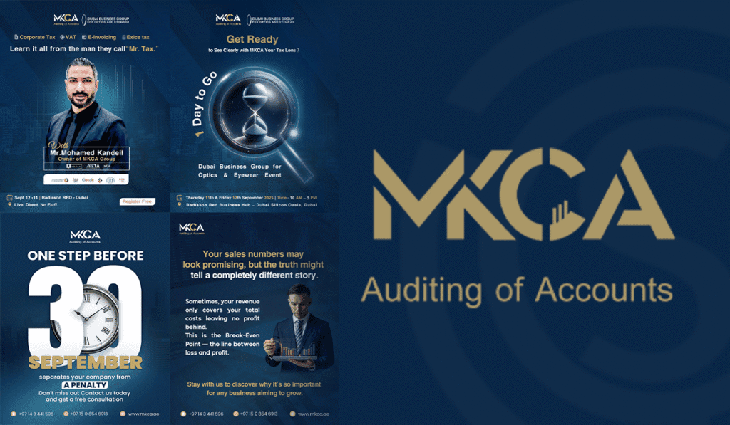 نماذج الهوية والمحتوى من أعمال سيناريو لعلامة MKCA
