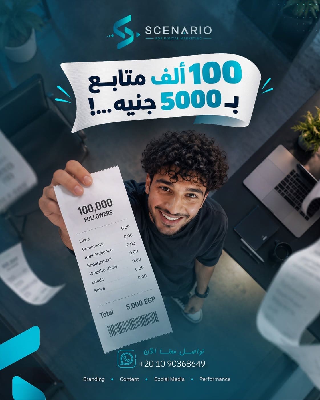 تصميم من صفحة سيناريو عن الفرق بين المتابعين والنتائج